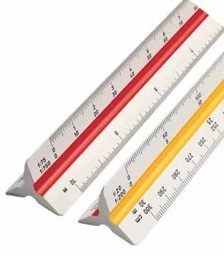 rotring driekantige schaalLiniaal Meetlat 1:20; 1:25; 1:50; 1:75; 1:100 en 1:125
