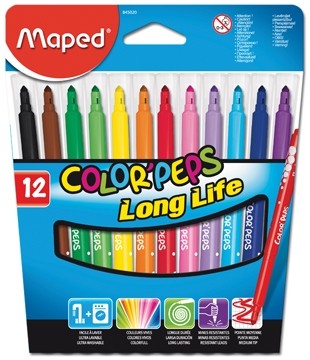 Maped Viltstift Color'Peps 12 stiften in een kartonnen etui
