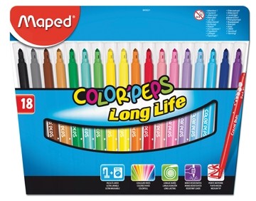 Maped Viltstift Color'Peps 18 stiften in een kartonnen etui
