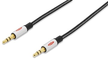 Ednet audio kabel, stereo 3.5 mm, 1,5 meter, zwart en zilver