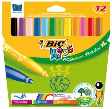 Bic Kids Viltstift Visacolor XL Ecolutions 12 stuks in een kartonnen etui