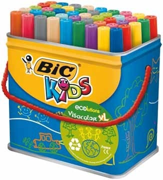 Bic Kids Viltstift Visacolor XL Ecolutions 48 stuks in een metalen doos