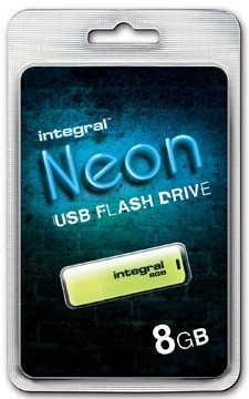 Integral Neon USB stick 2.0, 8 GB, geel
