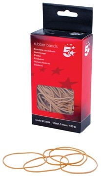 5 Star elastieken 1,5 mm x 100 mm, doos van 100 g