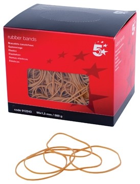 5 Star elastieken 1,5 mm x 90 mm, doos van 500 g