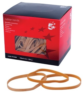 5 Star elastieken 6 mm x 100 mm, doos van 500 g