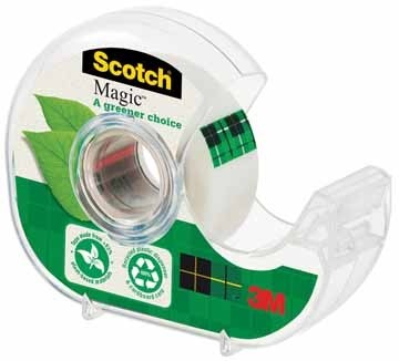 Scotch plakband Scotch ® Magic Tape op dispenser van 100 % gerecycleerd plastic