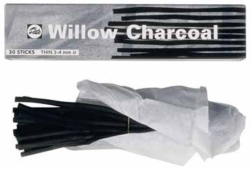 Talens houtskool doosje met 25 staafjes, diameter 5-6 mm