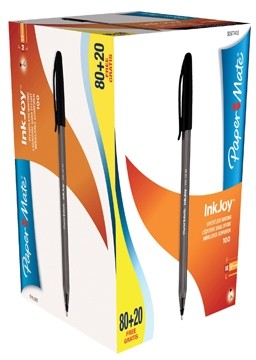 Papermate Balpen InkJoy 100 80 zwarte balpennen (977410) + 20 GRATIS