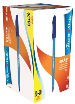 Papermate Balpen InkJoy 100 80 blauwe balpennen (977420) + 20 GRATIS
