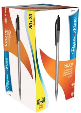 Papermate Balpen Inkjoy 100 RT 80 zwarte balpennen (977430) + 20 GRATIS