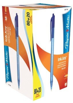 Papermate Balpen Inkjoy 100 RT 80 blauwe balpennen (977440) + 20 GRATIS