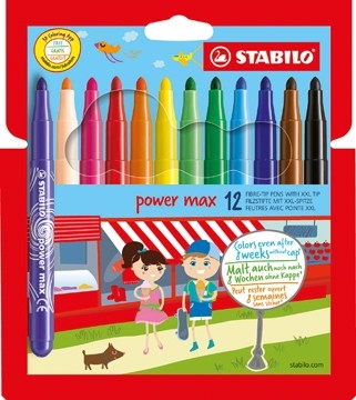 Stabilo Power Max kleurstiften etui van 12 stuks in geassorteerde kleuren