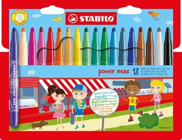 Stabilo Power Max kleurstiften etui van 18 stuks in geassorteerde kleuren