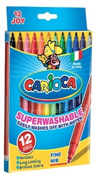 Carioca Viltstift Joy Superwashable 12 stiften in een kartonnen etui