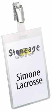Durable badge met clip ft 90 x 60 mm, verticaal pak25