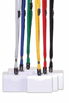 Durable badge met textielband rood