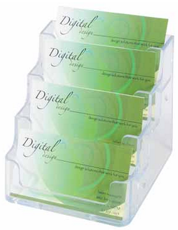 Deflecto Visitekaarthouder 4 opbergvakken, transparant