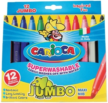 Carioca viltstift Jumbo Superwashable 12 stiften in een kartonnen etui