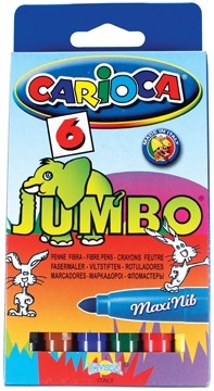 Carioca viltstift Jumbo Superwashable 6 stiften in een kartonnen etui