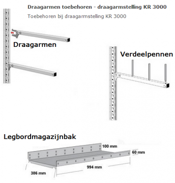 Draagarmen toebehoren - draagarmstelling KR 3000
