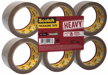 Scotch verpakkingsplakband Heavy, ft 50 mm x 66 m, PP, bruin, pak van 6 stuks
