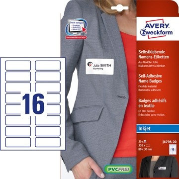 Avery zelfklevende badge ft 80 x 20 mm, pak van 320 stuks 