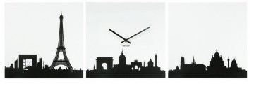 Wand klok Paris Skyline Set van 3 delen