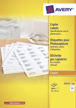 Avery Kopieeretiketten 70 x 37 mm wit Doos van 4800 etiketten