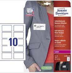 Avery zelfklevende zijden badge ft 50 x 80 mm, pak van 200 stuks voor LASERJET
