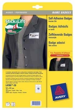 AVERY Zelfklevende badge ft 80 x 50 mm, doos van 200 stuks, wit