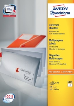 Avery universele etiketten Ft 105 x 145 mm, wit, doos va n 400 etiketten