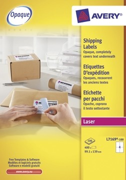 AVERY Witte laseretiketten QuickPEEL Doos van 100 blad, ft 99,1 x 139 mm, 400 stuks, 4 per blad