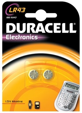 Duracell knoopcellen Alkaline Electronics LR43, 1,5 V, 2 stuks