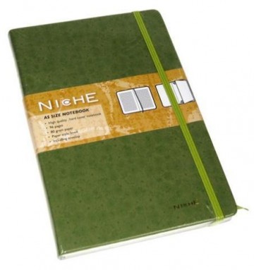 Luxe FASHION notitieboekje (A5) NICHE leatherlook gelinieerd, groen