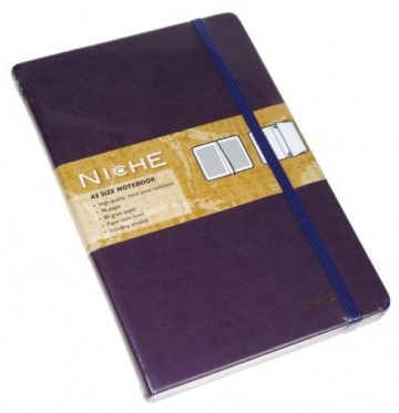 Luxe FASHION notitieboekje (A5) NICHE leatherlook gelinieerd, paars