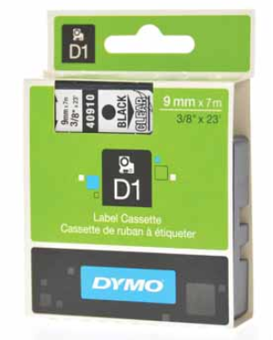 D1 LETTERTAPE DYMO 40910 1000/5000 9MMX7M TRANSP/ZWART
