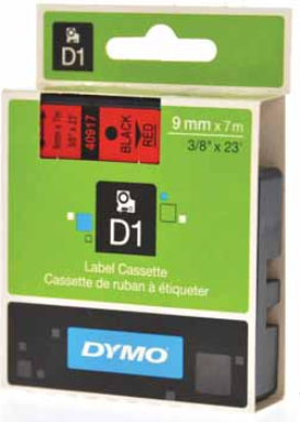 D1 LETTERTAPE DYMO 40917 D1 9MMX7M POLY ROOD/ZWART