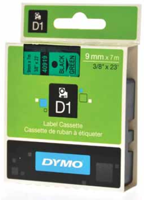 D1 LETTERTAPE DYMO 40919 D1 9MMX7M POLY GROEN/ZWART