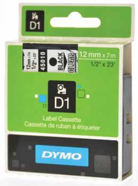 LETTERTAPE DYMO 45800 2000/5500 19MMX7M TRANSP/ZWART