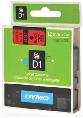 LETTERTAPE DYMO 45017 1000 12MMX7M ROOD/ZWART