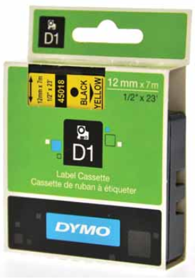 LETTERTAPE DYMO 45808 2000/5500 19MMX7M GEEL/ZWART