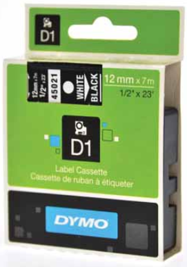 LETTERTAPE DYMO 45021 1000/5000 12MMX7M ZWART/WIT