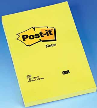 MEMOBLOK POST-IT 659 102X152MM GEEL PAK6