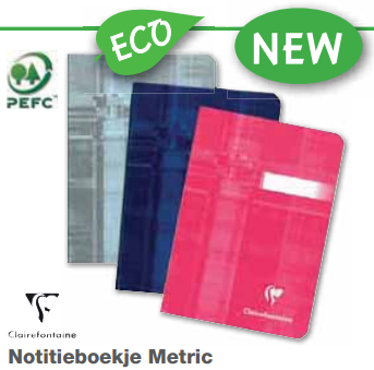 Duurzaam Notitieboekje METRIC 75x120 48blz. GERUIT PAK20