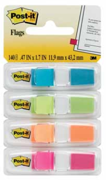 POST-IT INDEX TABS SMALL 4 KLEUREN ASSORTI TU/LG/OR/RZ