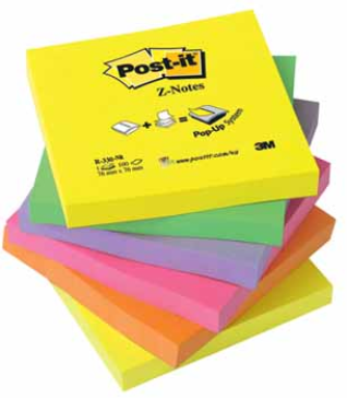 POST-IT Z-NOTES 76X76MM ASS 6PAK
