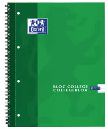 Oxford spiraalschrift School A4 geruit 180blz. 4gaats perfo