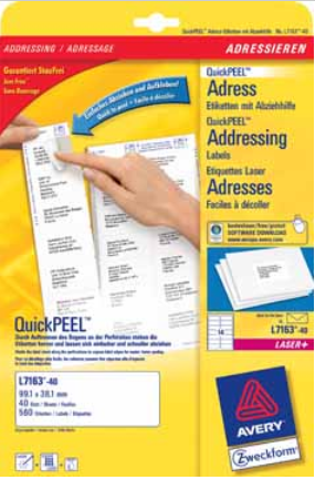 Witte laseretiketten QuickPEEL L7159-40 63.5X33.9MM 960ST