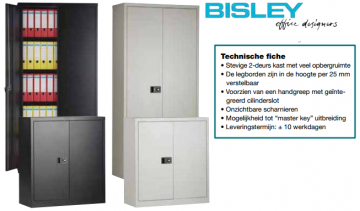 Draaideurkast Bisley 2 deurs H91cm zilverkleurig